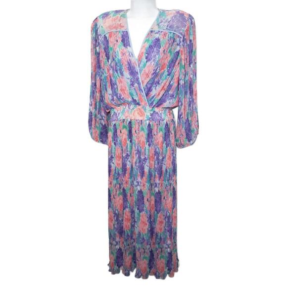 Diane Freis Women's Sz L Floral V-neck Drop Waist Maxi Dress(1816) - Picture 1 of 8